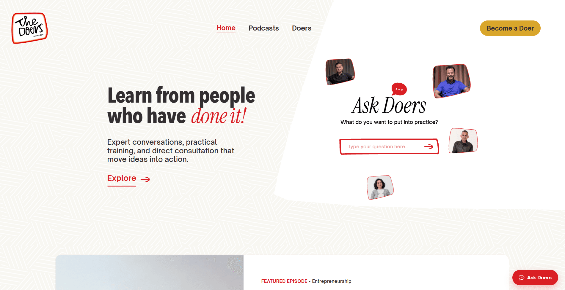 Doers Nepal podcast platform homepage screenshot